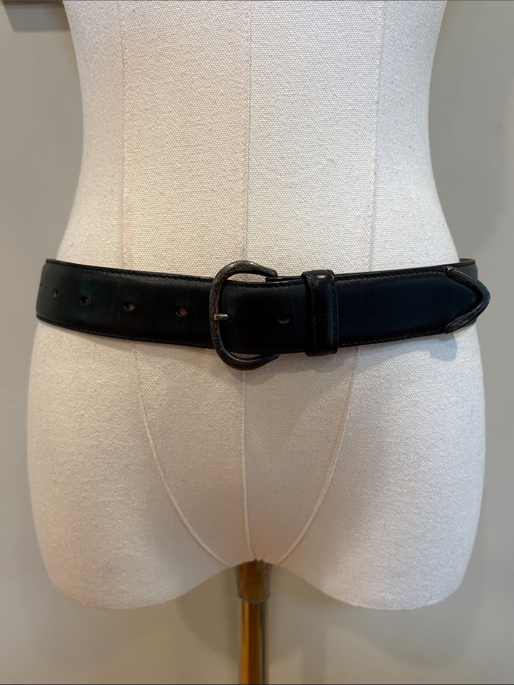 Vintage Ralph Lauren 90s Western Black Leather Belt RL 95 Made in Italy size 30